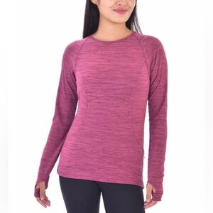 Spyder Ladies' Long Sleeve Brushed Active Top (Pomegranate Heather, Size XL)